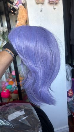 SHORT LAVENDER WIG WITH BANGS
