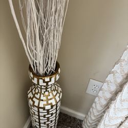 Pair of Gold & White Vase