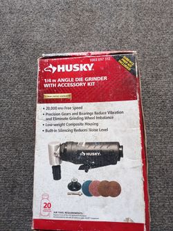 Husky 1/4 in angle die grinder w/accessory kit $45