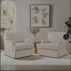 LUE BONA
Muro Warm Linen Fabric 360° Swivel Accent Arm Chair Modern Upholstered Metal Base Barrel Sofa Chair (Set of 2)