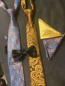 2 Tie / Necktie + 1 Bowtie + 2 Handkerchiefs + 1 pair Of Cufflinks 