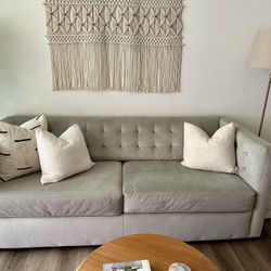 West Elm Sleeper Sofa Light Gray Velvet 
