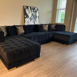 Lipa Velvet Double Chaise "U" Shape Section