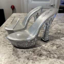 Sky High Clear Platform Heels – Dancer Style, Size 39