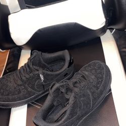 Triple Black Air Force 1s Louis Vuitton