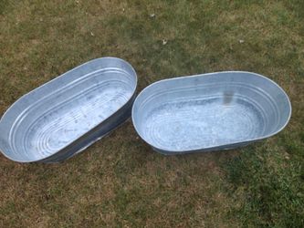 Galvanized Metal Oval Tubs – Set of 2