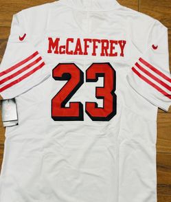 49ers Red White Jersey Men’s Sizes CMC McCaffrey 23