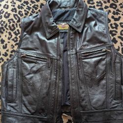 Women's Harley-Davidson Black Leather Vest, Large
