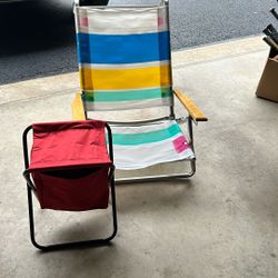 Two chairs for $10 Red Folding Chair Has Insulated Zipper Compartment to keep things cold or warm