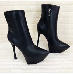 Black Stiletto Platform Ankle Boots