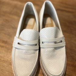 Dolce Vita Shoes Austyn Ivory Snake Leather Loafers-Women 8.5