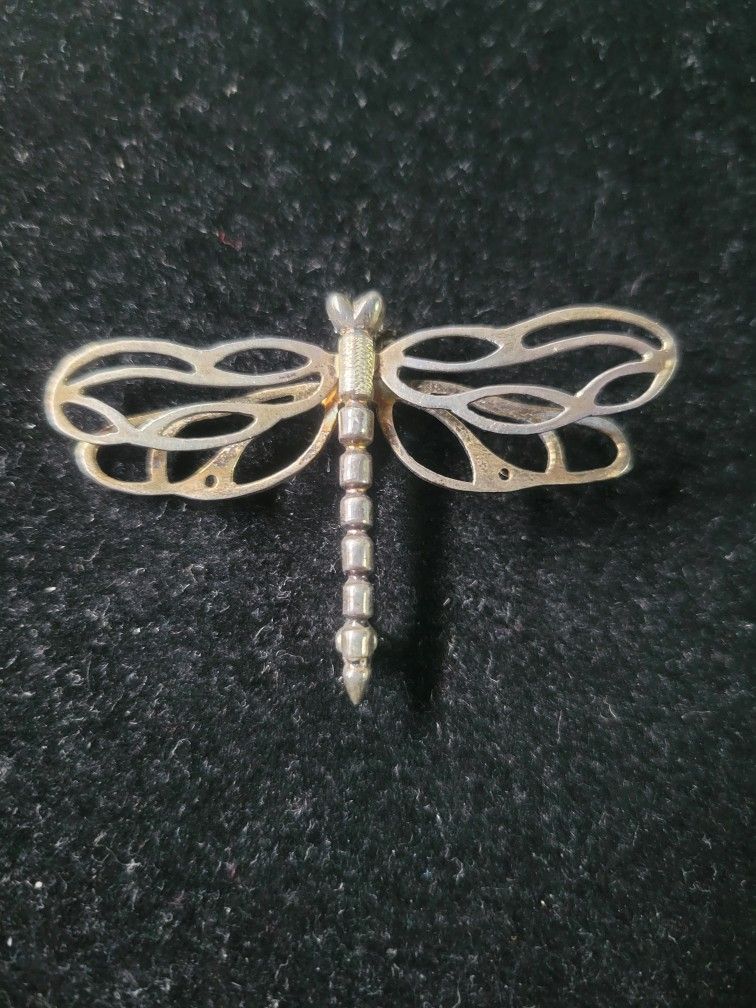 Mexico 925 Sterling Silver Dragonfly Pin Brooch