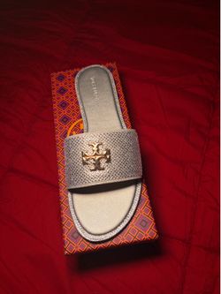Tory Burch Silver Slides