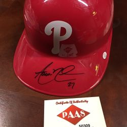 Aaron Nola Autographed Souvenir Batting Helmet with COA 