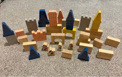 Wooden castle blocks with Disney characters