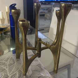 Five candle gold candle holder