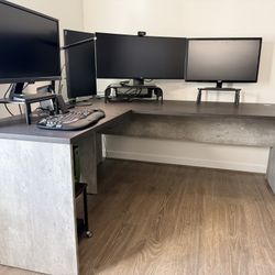 Dania Alva L-Shaped Desk – Modern Industrial – 71” Main + Return