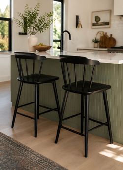 Set of 2 solid wood bar chairs
