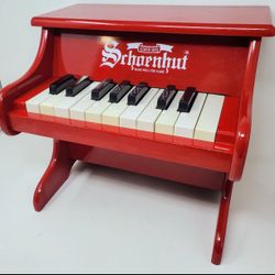 Vintage Wooden Schoenhut Red Children's 18 Key Starter Piano Works Great
