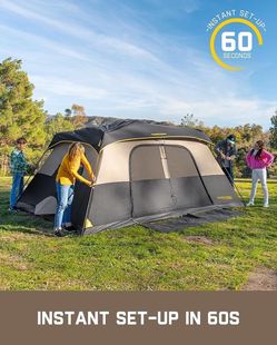 FanttikOutdoor 10 Person Instant Tent for Camping Setup in 60s Camping Tent with Rainfly & Windproof, Portable Instant Cabin Tent with Carry Bag for F