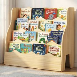 4-Tier Montessori Wooden Bookshelf