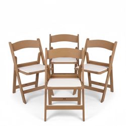 BTEXPERT Resin Folding Chair Vinyl Padded Seat Indoor Outdoor Set for Home Event Party Picnic Kitchen Dining Church School Weddings- Natural