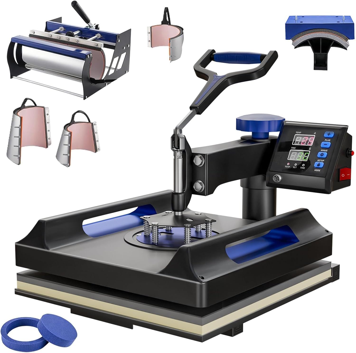 8 in 1 Pro Heat Press Machine 15 × 15 Inch, Third Generation 360° Swing Away T Shirt Press Machine with Dual-Tube Heating, Sublimation Heat Pre
