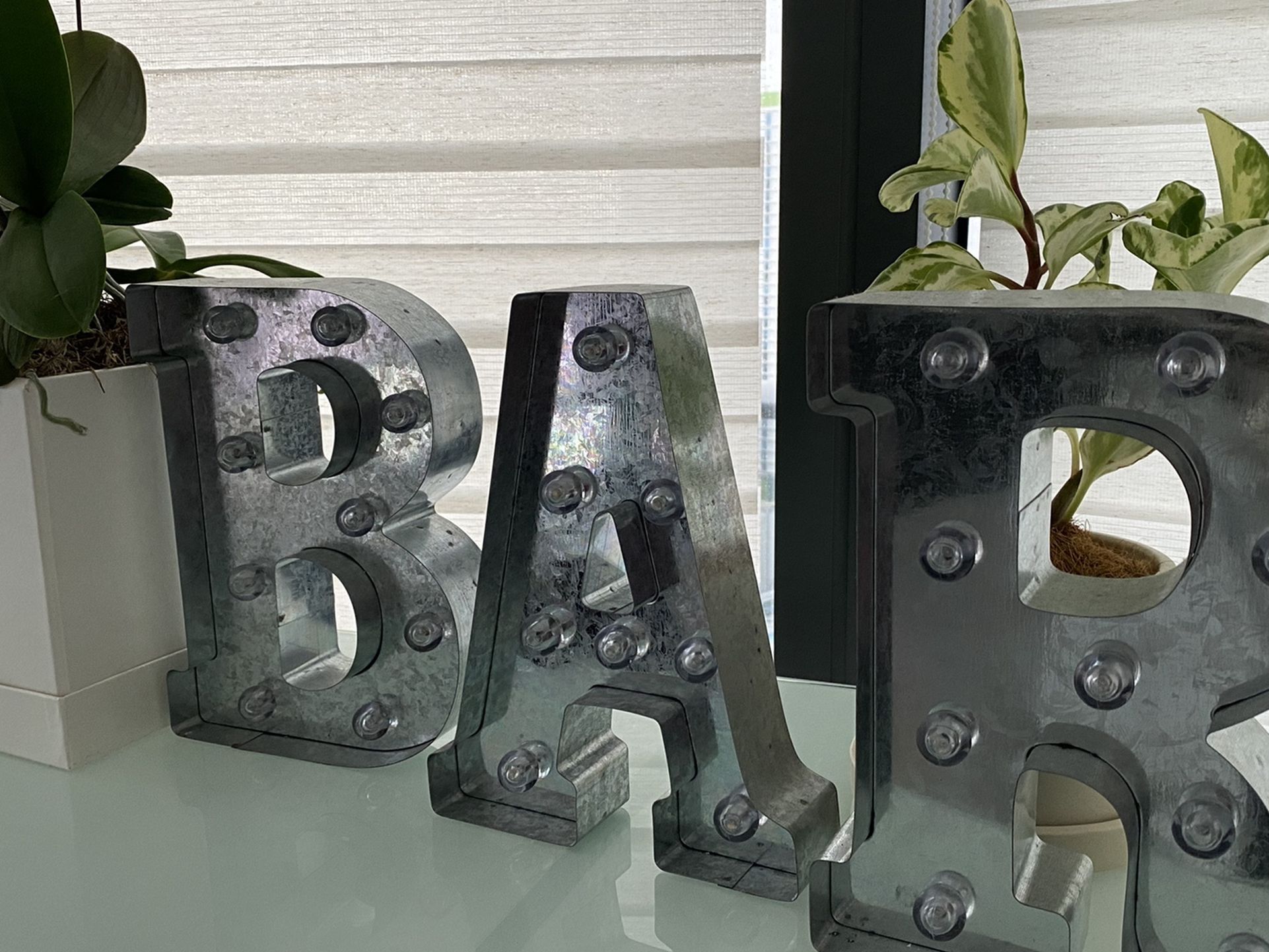 Silver BAR Metal Marquee Letters