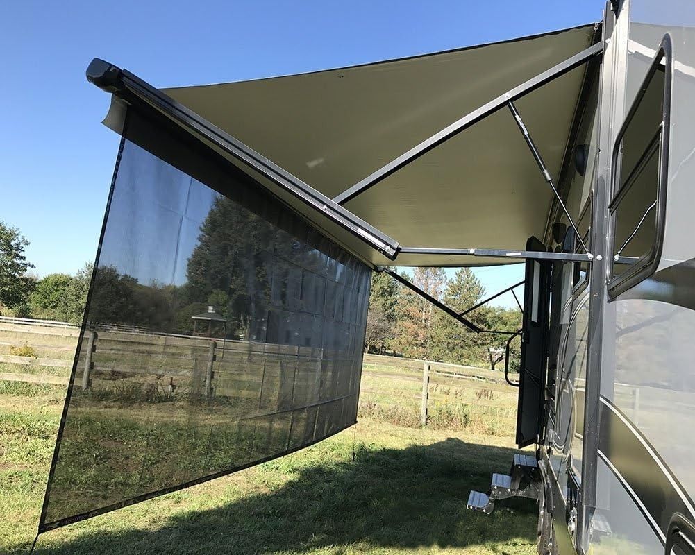 Unblocked 16' RV Mesh Drop Down Shade