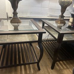 Black Stone And Glass Patio Tables 