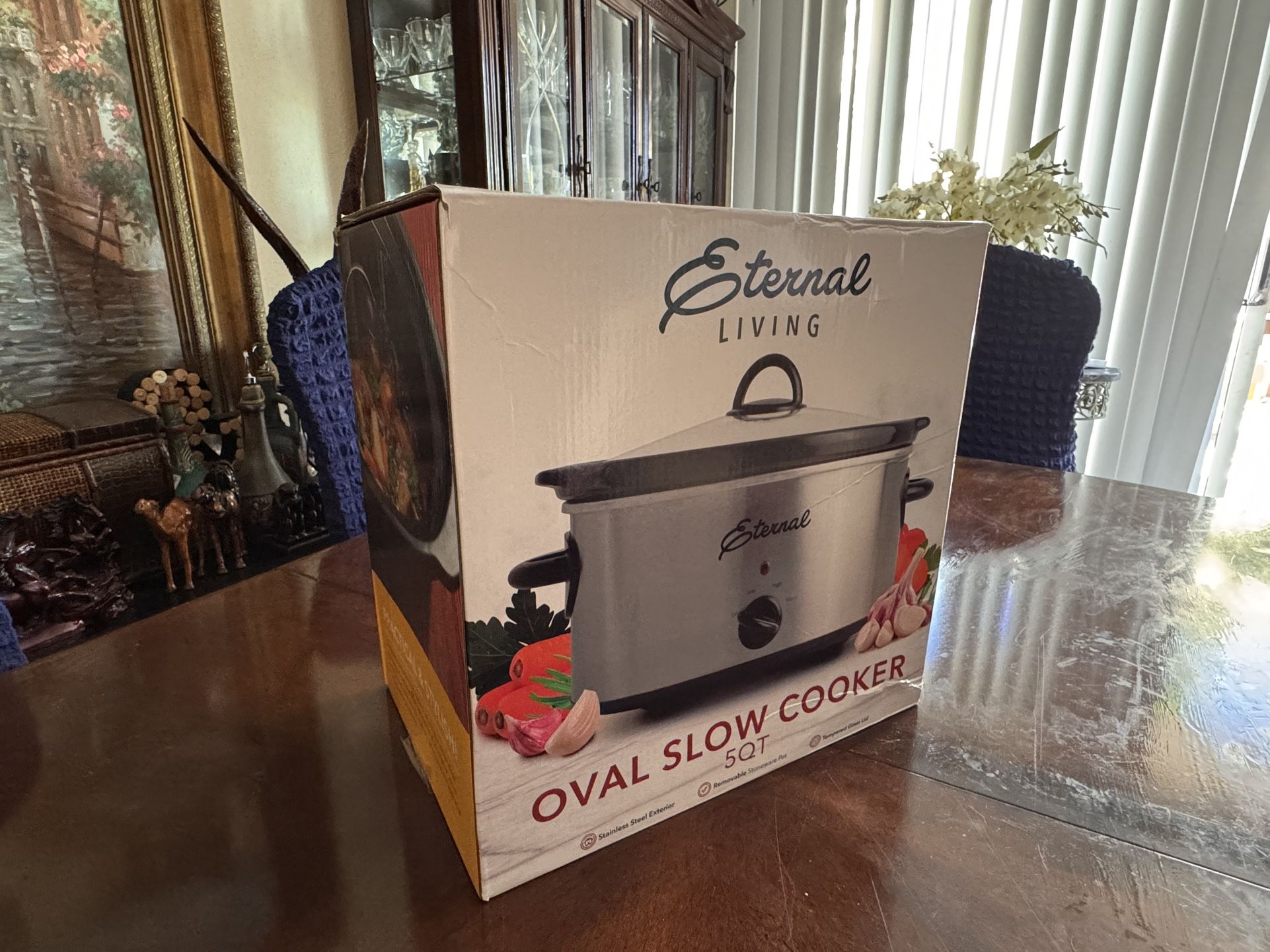 5QT Oval Slow Cooker By Eternal Living