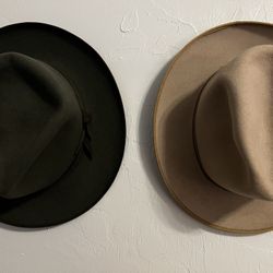 2 Akubra Campdraft Hats Size 60cm or approx 7 1/2 — Bluegrass Green and Silverbelly