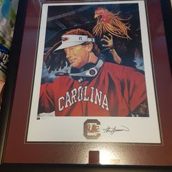Steve Spurrier Gamecocks  Art Print Hand Signed By Coach 