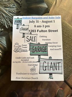 Free (to enter) INDOOR church garage sale-Shoes & handbags