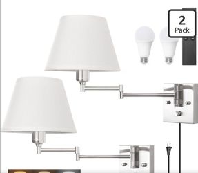 TRLIFE Wall Sconces Plug in, Remote Control Dimmable Wall Sconce and Adjustable