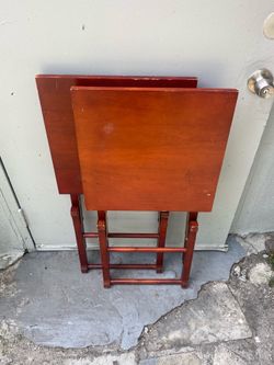 Set of 2 Folding Wood TV Trays