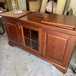 Cherry wood media console.