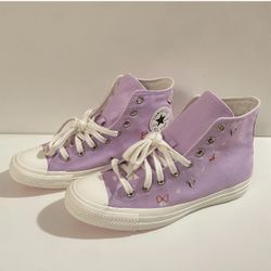 Converse Chuck Taylor All Star High Women’s Shoes Size 10 Butterflies Lavender 