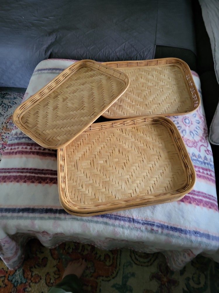 Boho Vintage Woven Trays