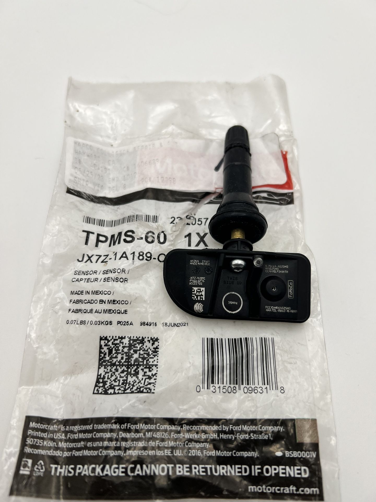 *NEW* OEM FORD Motorcraft TPMS-60 JX7Z-1A18-C Tire Pressure Monitor Sensor