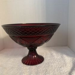 Vintage Cranberry Pedestal Bowl 