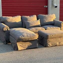 Gray 3-Piece Reversible Sectional Sofa w/ Chaise + Storage Ottoman – Free Curbside Delivery