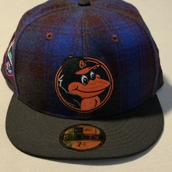 Baltimore Orioles New Era 59Fifty Mascot Plaid Side Patch Fitted Hat Cap New DS