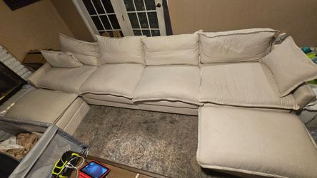 GOSUHI 142.5” U-Shaped Modular Cloud Sectional Sofa – Beige