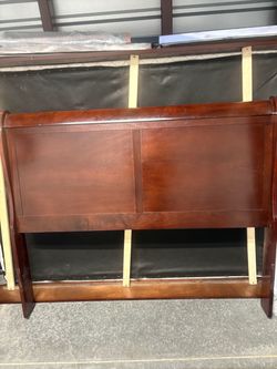 Cherry Wood Sleigh Bed frame with mattress