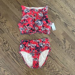 Lime Ricki Red Floral Print Tie Front Two-Piece Swimsuit