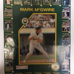 MARK MCGWIRE 1992 CLOVIS POLICE POSTER - Vintage A's Cards Trading Sports Set Lot Athletics Autographed Uncut Rare Baseball psa 