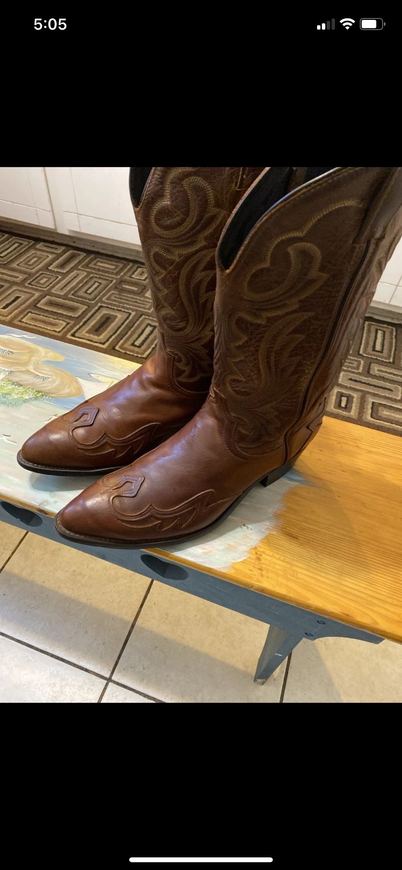 LOREDI Made in USA Brown Leather Cowboy BOOTS Mens Size 12.5D