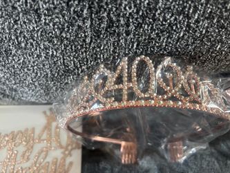 Rose Gold Rhinestone 40th Birthday Tiara Crown