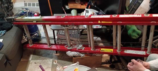 Red Werner extension ladder
